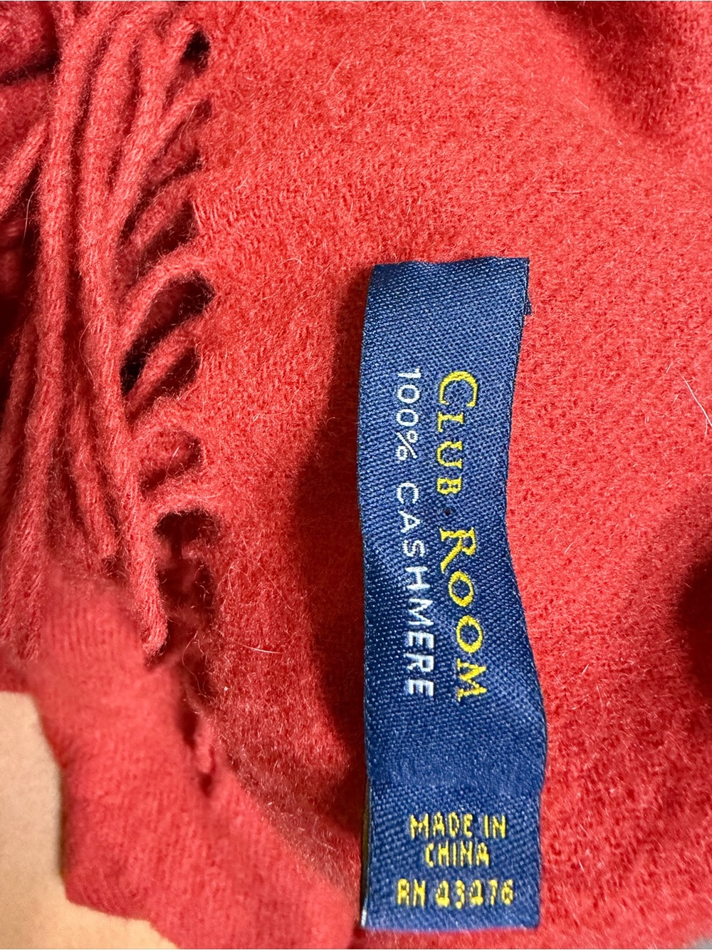 Club Room Red Cashmere Scarf with Fringe